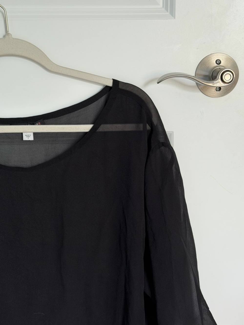 Eileen Fisher Black Sheer Crop Women's Top Size Small 54581 - Picture 5 of 15
